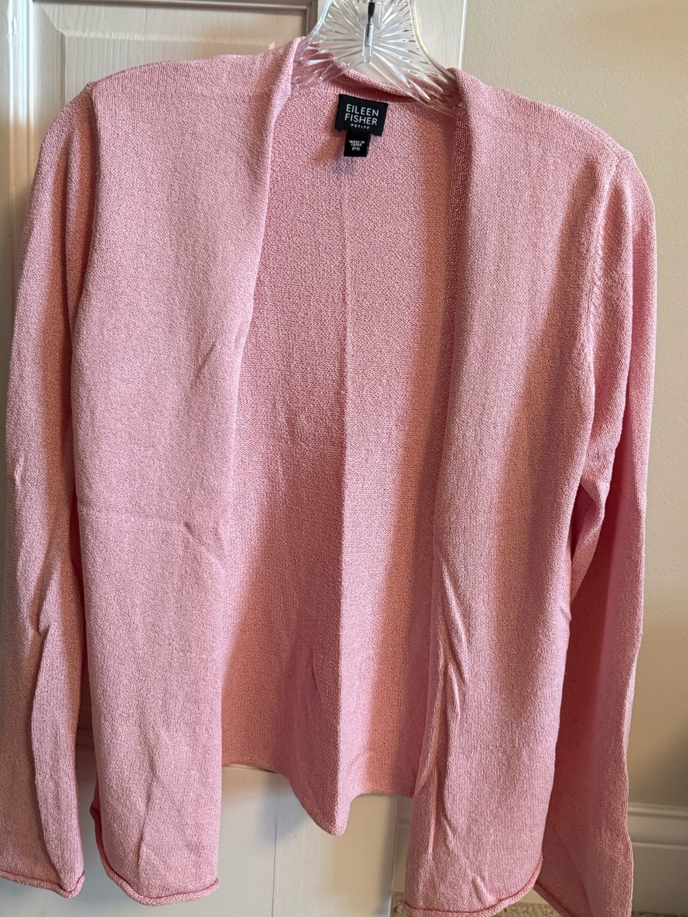 Pink Eileen Fisher Pink Silk Blend Petite Small Open Cardigan